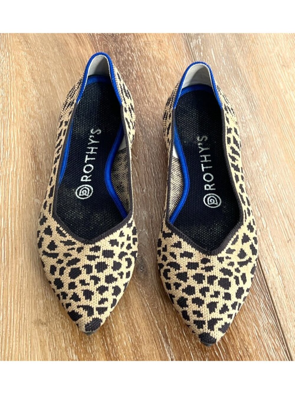 Rothy's The Point Flat Women’s Size 8 RETIRED Cheetah Leopard Tan Black Shoes